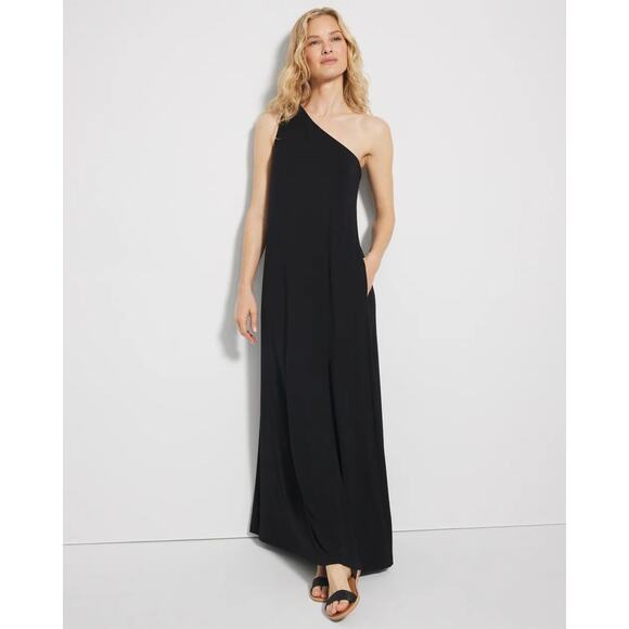 Soma Dresses & Skirts - Soma Weekend Soft Jersey One Shoulder Maxi Bra Dress Black Small Travel Beachy